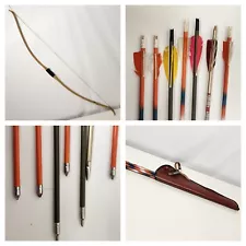 Archery 51" Recurve Bow 30 lbs 7 Target Arrows Quiver for Practice Training Used