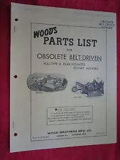 VINTAGE WOODS OBSOLETE BELT DRIVEN PULL & REAR MOUNTED ROTARY MOWERS PARTS LIST