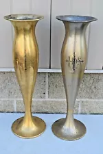 + Nice Pair of Old Trumpet Style Large Flower Vases, 24" ht. + (CU527)