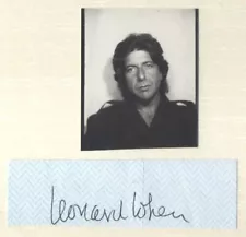 MUSICIAN AUTOGRAPH CUT CHECK AND VINTAGE PHOTO LEGEND VINTAGE LEONARD COHEN