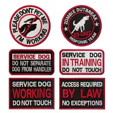 1x Embroidered SERVICE DOG Patch Hook Loop Therapy Vest Backing Fastener Badge