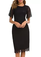 MSLG Cocktail Attire for Women Bridesmaid Party Dress Wedding Guest Floral Lace