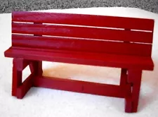 Handmade Dollhouse Miniature Wood Bench = Red