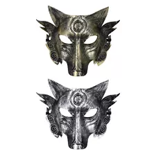 2Pcs Mens Masquerade Roman Wolf Mask Venetian Party Halloween Mardi Gras Evening