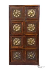 Handcrafted Brown Polished 8-Drawer Chest – 37x19x70 cm