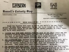 Sideshow Freaks FOR SALE! Capt. Boswell's 1986 Oddities Catalogue - 4 Page List