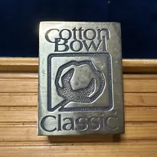 Vtg Cotton Bowl Brass Box - For Rings? Tickets? Rare Find