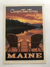 Tourist Courts Maine Cheaper than therapy Post card Adirondack Chairs Dockside