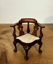 Vintage Miniature Dollhouse Artisan Corner Chair- Signed BSV Betty Valentine