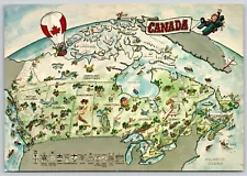 Postcard Canada Tourist Map Oversized Card Hot Air Balloon