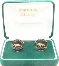 INDIA TIGER Cufflinks made from old coins in Black and Gold