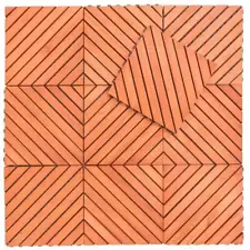 10x 12-Diagonal Slat Deck Tiles Interlocking Patio Pavers Diagonal Strip Pattern