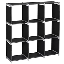 9 Cube Bookcase Under Stairs Storage Unit Multi-Use Cube Storage Organiser,Black