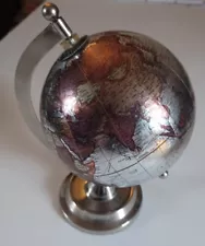 WORLD GLOBE Metallic Decorative Silvery Finish Great for Desktop or Bookshelves