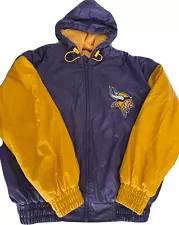 Game Day NFL Minnesota Vikings Full Zip Hooded PVC Shell Coat Jacket Men’s Large