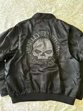 Harley Davidson Men's Nylon WILLIE G SKULL Bomber Riding Jacket XL 98422-09VM