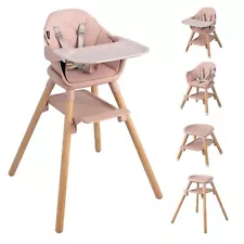 HONEY JOY Baby High Chair, 6 In 1 Convertible Wooden Highchair for (Pink)