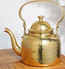 Brass Hammered Stylish Tea Kettle Pot for Serving Tea 1000ml Capacity Tableware