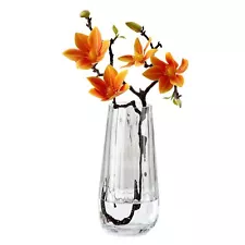 Modern Glass Vase Crystal Clear H-9.8" Cute Tall Flower Vases for Bouquet Far...