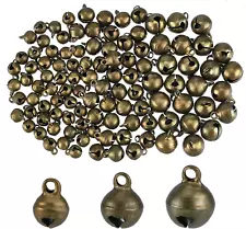 CHGCRAFT 240Pcs 3Sizes Mini Jingle Bell Vintage Bronze Small Elliptical Antique