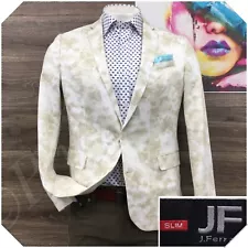 J.FERRAR Mens Blazer Sport Coat Casual Jacket Size 42R Slim Fit Cotton Camo Suit