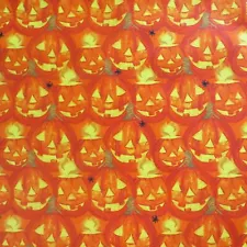 SALE ~ By The Yard ~ Halloween Jack O Lanterns 100% Cotton Fabric by 3 Wishes.