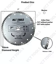 7" Inch Diamond Blade Wet/Dry Turbo for Circular, or Wet Tile Saw Tools