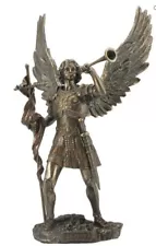 13.5" ST GABRIEL ARCHANGEL With HORN AND CROSS Statue Sculpture Bronze Finish