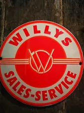 WILLYS Enamel Sign No Land Rover Delahaye GMC Hotchkiss Jeep Enamel Plate