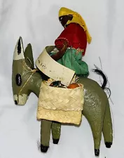 Vintage Haitian Port Au Prince Cloth Doll On Donkey