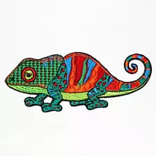 Colored Chameleons Patch Reptiles Lizards Artwork Emblem for DIY Iron on Clothes