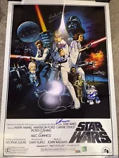 Star Wars Episode IV A New Hope Movie Poster Signed Rare 4 COA Cast James Earl