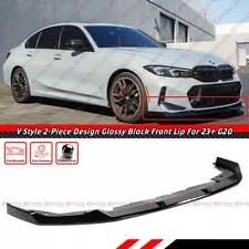 For 2023-24 BMW M340i 330i M Sport G20 LCI V Style Gloss Black Front Bumper Lip