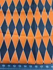 Halloween Orange And Black Harlequin Cotton Fabric Vintage 1 Yard