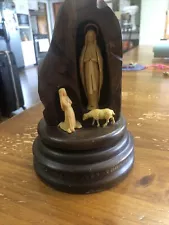 Our Lady Of Lourdes Statue With Music Inscribed Around Base See Pictures Vintage