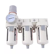 1/2" NPT Air Pressure Regulator Air Dryer Filter Triple Filtration w/ Gauge SALE