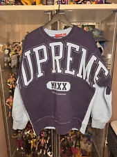 SUPREME Overprint Crewneck 2020 Collection Blue Two Tone Logo Size Large