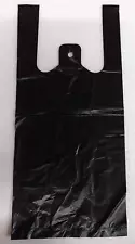 SALE Lote 750 Black Plastic T-shirt Shopping Bags Retail Grocery 11.5"x6.5"x22"