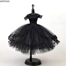 Black Lace Polka Tutu Dress for 11.5" Doll Outfits Clothes Gown Handmade 1/6