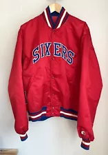 Vintage 90's Starter Philadelphia 76ers NBA Satin Jacket Men’s Large USA L-XL??