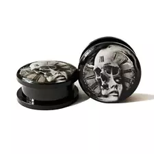 Skull Ear Gauges Plugs and Tunnels Ear Stretcher Expander 6mm-25mm 316L Stain...