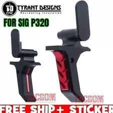 Tyrant Designs CNC SIG P320 FLAT TRIGGER BLACK & RED ANODIZE - LESS TRAVEL - USA