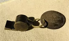 Los Angeles Police Department 1920's Solid Brass Police Rape Tag & Whistle (2"