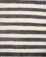 Striped Gabbeh Kashkoli Contemporary Area Rug Hand-knotted Carpet 4'x4' Square