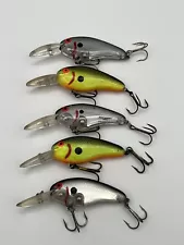 Lot of 5 Bomber deep Flat A Crankbaits - Silver Flash