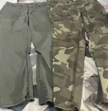 Bundle For Sale 2 Pair Of Utility By Seven7 Jeans Solid Sage Camo Green Size 10