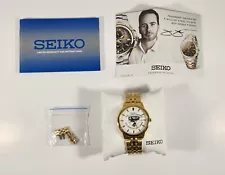 2016 FC DALLAS SOCCER MEN'S WATCH SEIKO 6N42-00A0 WHITE DIAL GOLD TONE