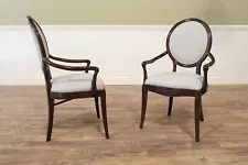 Solid Mahogany Round Back Dining Room Chairs with Performance Fabric