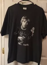 Vintage Kurt Cobain M&O Knits Heavyweight Guitar Portrait Signature Shirt Sz XL