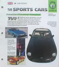 TVR Cars Timeline History Brochure:GRANTURA,450i,GRIFFITH,CERBERA,TASMIN,TUSCAN,